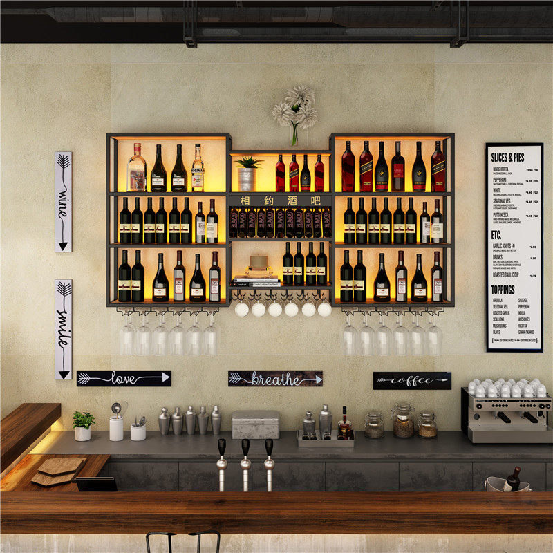 creative wine cabinet wine rack iron wall hanging bar wine cabinet dining room home wine display rack wall shelf