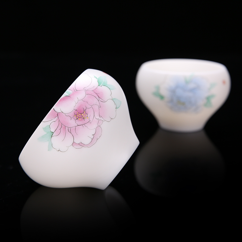 La - cylinder cup of artisanal amniotic jade cup master cup of kung fu tea set red original Kaolin ceramic