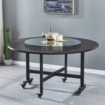 Folding round table dining table household multi-functional movable wheeled large table living room dining table three-fold large round table