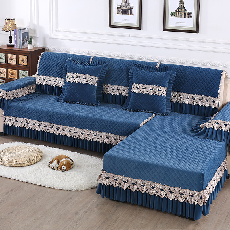 European-style sofa cushion four seasons universal plush non-slip modern minimalist cushion custom-made back towel sofa cover winter