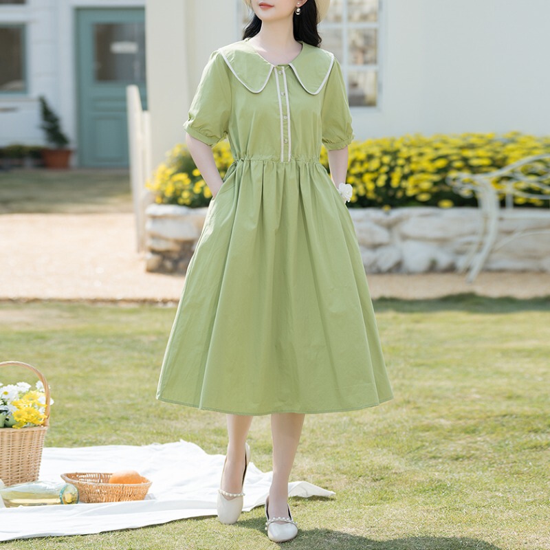 Junior High School Girl's Dress, Summer New Style, 12-15 Years Old, Older Girls, 13, Preppy Style, Artistic, Fresh, Over-The-Knee Long Skirt