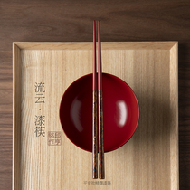 Ping An Society Qiu Heng Inscriptions Cloud Cloud Veins Handmade Large Lacquer Chopsticks Lacquerware Fuzhou Sanpao Traditional Wood Chopsticks Tableware