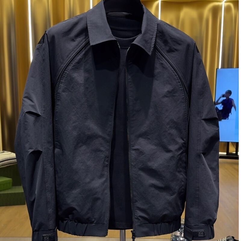 2026 Spring Lapel Jacket Casual Solid Color Versatile Top Men's Simple Workwear Trendy Fashion Windbreaker 2026 Spring Lapel Jacket Casual Solid Color Versatile Top Men's Simple Workwear Trendy Fashion Windbreaker