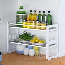 Раковина полка 厨房置物架收纳架锅架桌面橱柜隔层隔板柜内分层架储物台面不锈钢