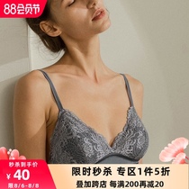 Venus blessing sexy lace underwear female rimless thin section small chest French bra set bralette summer