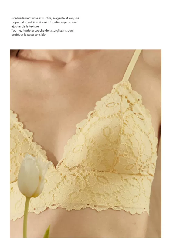 Venus phước lành đồ lót ren nữ không có vòng thép mỏng ngực nhỏ sexy kiểu Pháp cúp ngực tam giác bralette - Strapless Bras