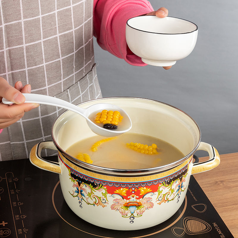 Palace restoring ancient ways with thick enamel enamel pot simmering saucepan ears large capacity induction cooker, kitchen'm gas home