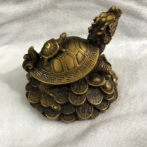 Ancient Play Miscellaneous Collection Retro Pure Bronze Dragon Turtle Bronze Ware Pendulum with mother and son Dragon Head Tortoise and Nafu