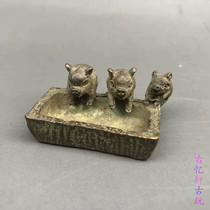 Antique tea spotting piece Three small pig tea darling tea XI Furnishing Handicraft Tea Pamby with small swinging pieces