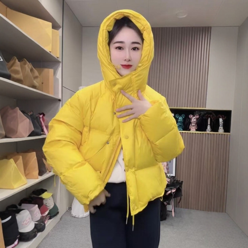 Authentic Bud Shell Hat down Jacket for Women, 2025 Winter New Thickened Warm Small Bombshell White Duck down Coat