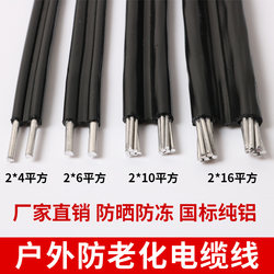 National Standard 2-Core 3-Core Cable Aluminum Core Household Outdoor Wire 2.5 4 6 10 16 25 Square Parallel Aluminum Wire