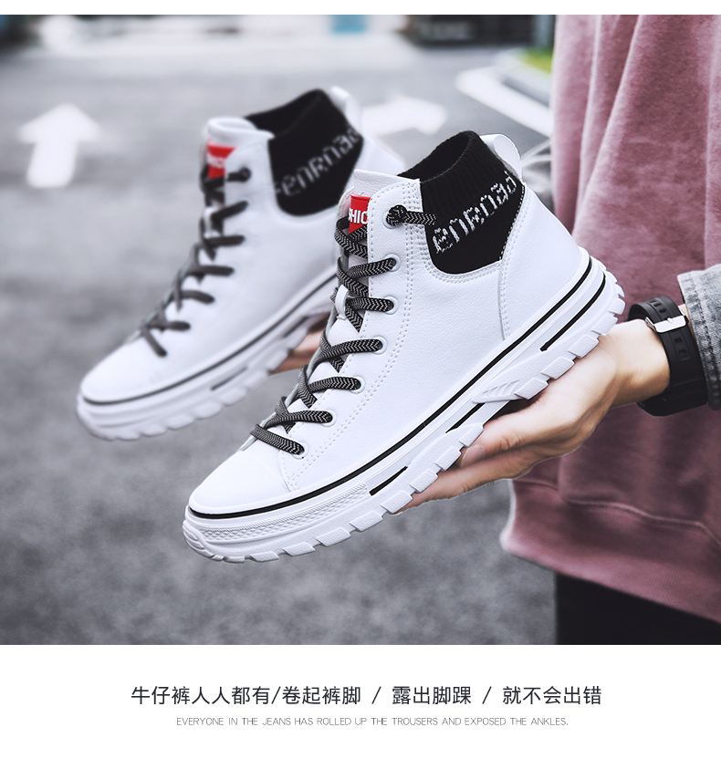 Giày nam cao cấp 2019 Giày trắng mới Giày thể thao nam Giày đỏ Giày nam Giày da Giày nam Giày thủy triều - Giay cao giay the thao nam