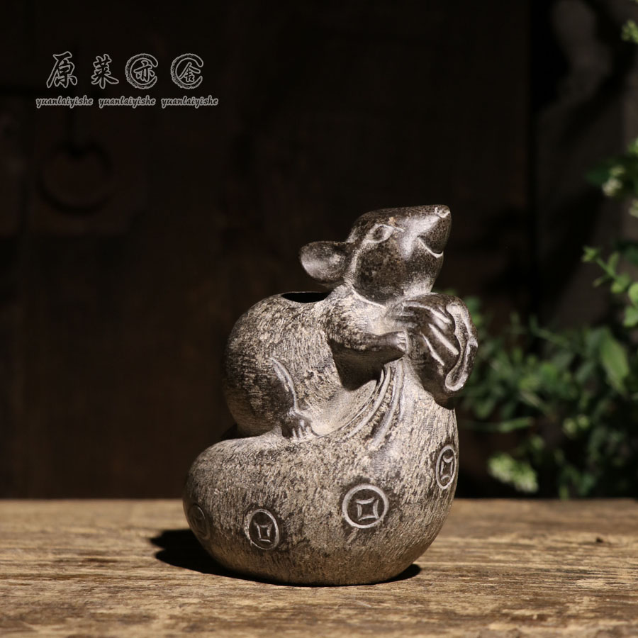 Natural Green Stone Engraving Sage to Treasure Small Swing Piece Boutique Personality Craft Gift Tea Mat Tea Tray Essay