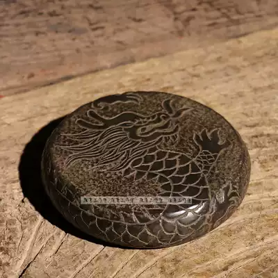 Qingshi carving retro auspicious cloud Tenglong small stone drum pendulum pot tea cushion cup holder handle piece text play base Buddha seat