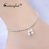 Hong Kong Silver Jewelry 999 Sterling Silver Anklet Womens Silver Transfer Beads Round Beads Bell Angel Peanut Pendant