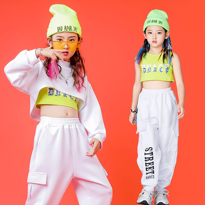 Children jazz dance costume girls dance practice tide dress girls jazz Korean version of the hipster street dance hip hop suit autumn