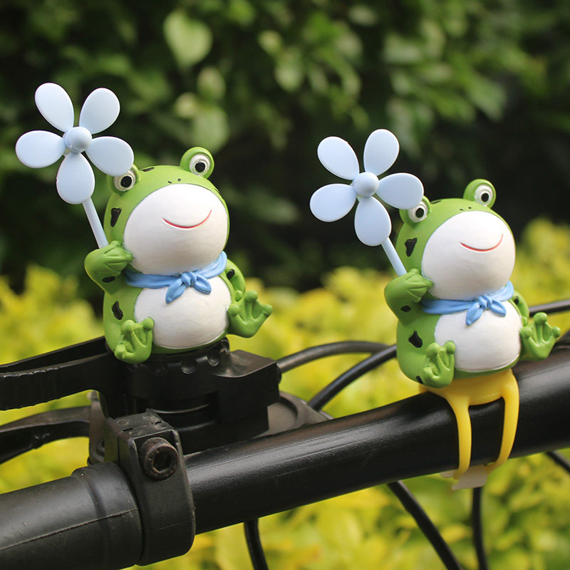 Cute Little Frog Windmill Bamboo Dragonfly Battery Bicycle Car Electric Motorcycle Decoration Gift for Best Friend