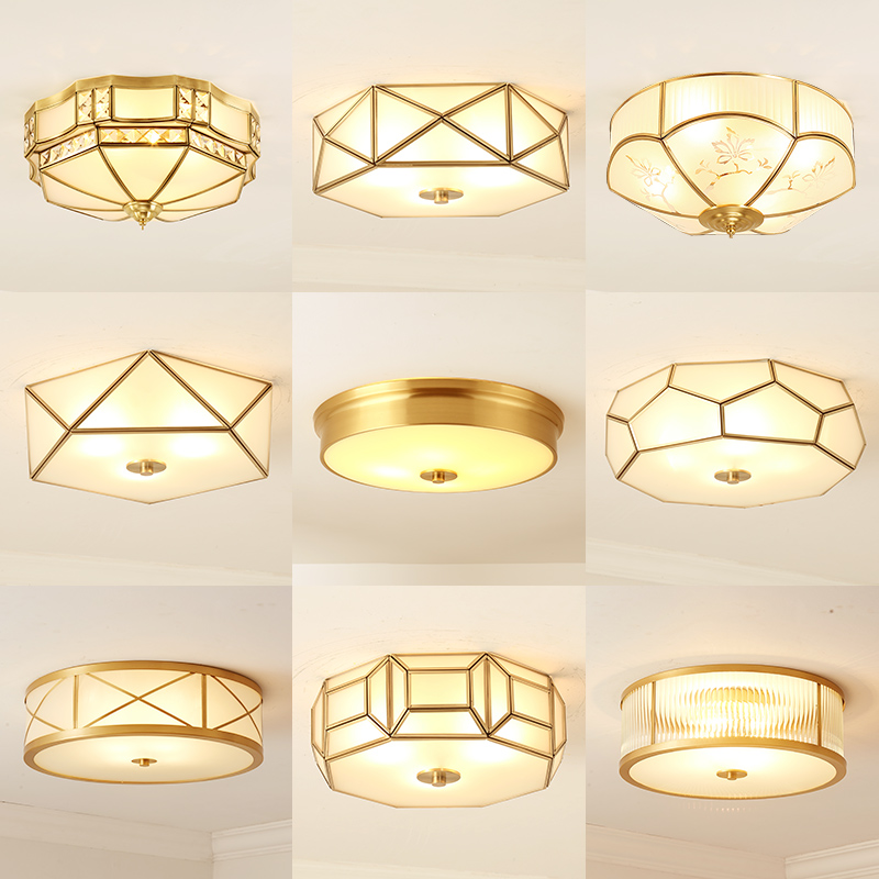 American suction light ceiling bedroom lamp minimalist Hyundai creative personality Corridor Aisle Balcony Lights Home Nordic Copper Lamps