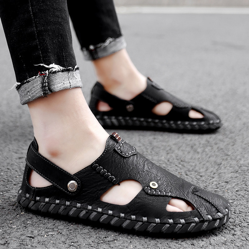 Sandals men's winter outwear men's shoes 2023 new semi-trailed non-slip soft bottom men's casual shoes Sub beach sandals-Taobao