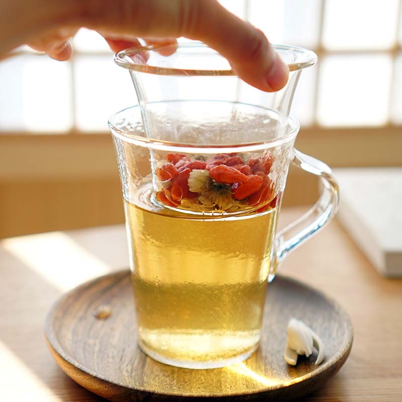 The Function of a guest hammer eye grain three heat - resistant glass tea cup fat cup with cover filtration separation of tea cups