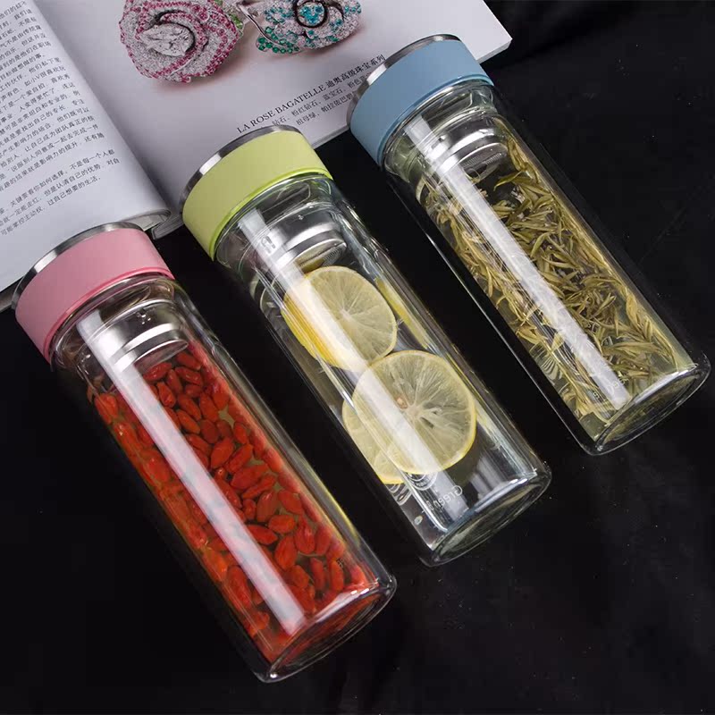 A String of guest double insulation glass large capacity with tea filter thickening high temperature heat - resistant glass tea cup