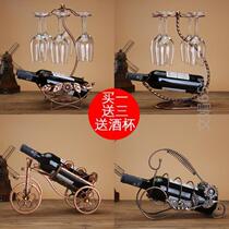 Red sprinkler household living room single bottle of red wine desk ornaments upside down rack shelf Goblet hanger Hanging cup rack Wine rack