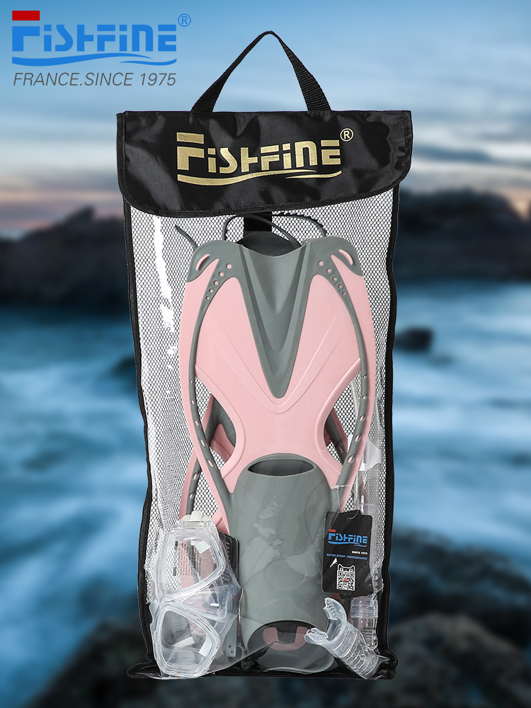 FISHFINE Snorkeling Samsung equipped with long fins portable bag dive surface mirror straw handbag bag