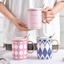 British creative ceramic cup couple home men and women drinking cup tea cup coffee cup with lid student mug