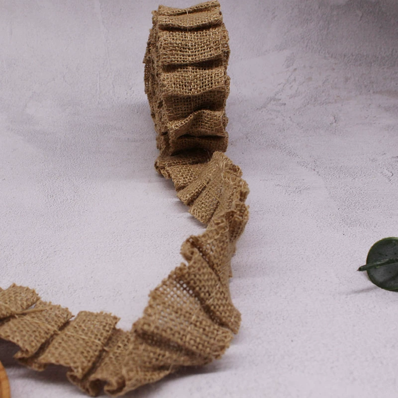 4 cm xếp ly vải lanh vải ren thủ công vật liệu trang trí DIY nghệ thuật sáng tạo môi trường hàng thủ công trang trí nhà dây thừng - Công cụ & vật liệu may DIY
