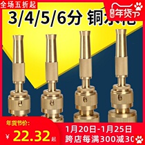 Pressurized nozzle high pressure household car wash water gun full copper nipple straight spray gun sprinkler watering water pipe drenching nozzle