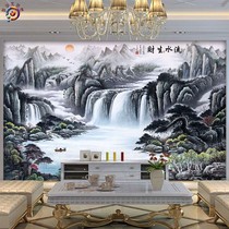 Chinese style atmosphere TV background wall integrated board 8d office landscape painting wind landscape painting ink painting bamboo and wood fiber board