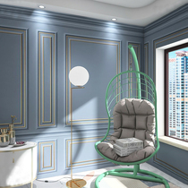 3d solid plaster line integrated board blue light lavish high-end beauty salon wood and wood fiberboard hotel bedroom background wall