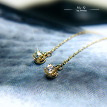 South African real diamond 18K gold diamond earrings AU750 single diamond earrings simple light luxury long face-lift earrings for women