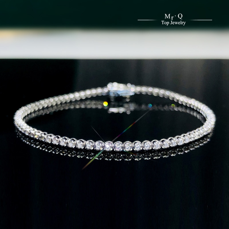 18K Gold 1 Carat D1 CT Real Diamond Bracelet K White Row Diamond Bracelet Everyday All-Match Women's Certificate