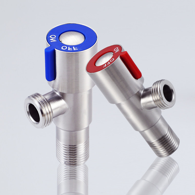 Triangular valve full copper thickened cold and hot water valve switch water domestic stainless steel lengthened one-in-two out water heater tee