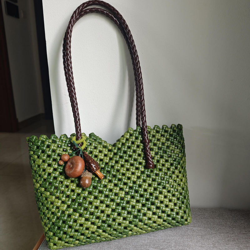 Rattan Bag Handmade Rattan Weaving Bag DIY Material Kit High-End Hollow Vegetable Basket Woven Tote Shoulder Bag