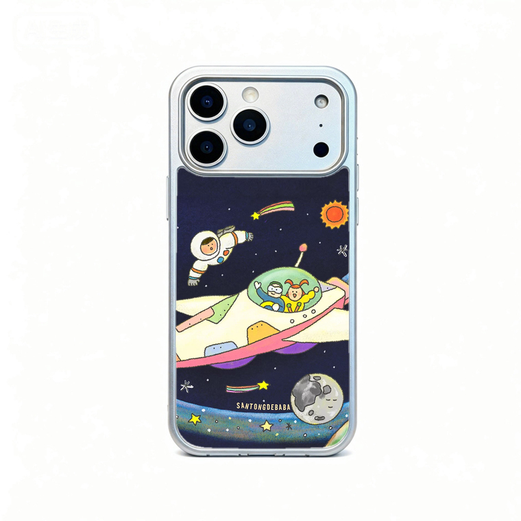 SanTongDeBaba Astronaut Spaceship Leather iPhone Case