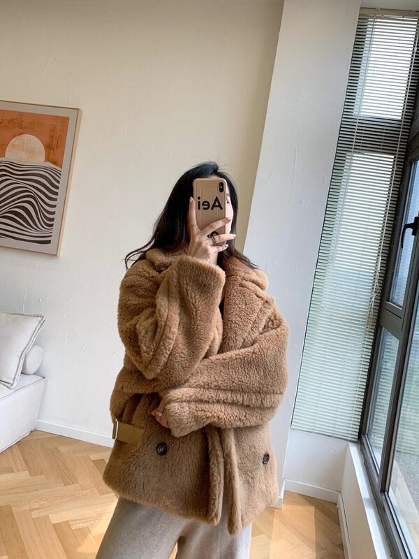 Max Teddy Bear Coat 2025 Winter New Style Lamb Wool/Alpaca Fur Integrated Short Motorcycle Jacket