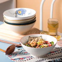 Japanese ramen bowl Bowl Bowl ceramic home creative large tableware soup noodle bowl snail powder bowl cute instant noodle bowl