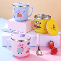 Childrens mug anti-fall home creative baby children drinking water cups infant garden summer cartoon stainless steel mouth cups