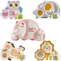Bamboo Fiber Children Cutlery Eco-friendly Creative Cartoon Bowl G BABY EAT SMALL PIG DINNER PLATE COMPLEMENTARY FOOD ITEMS SUIT