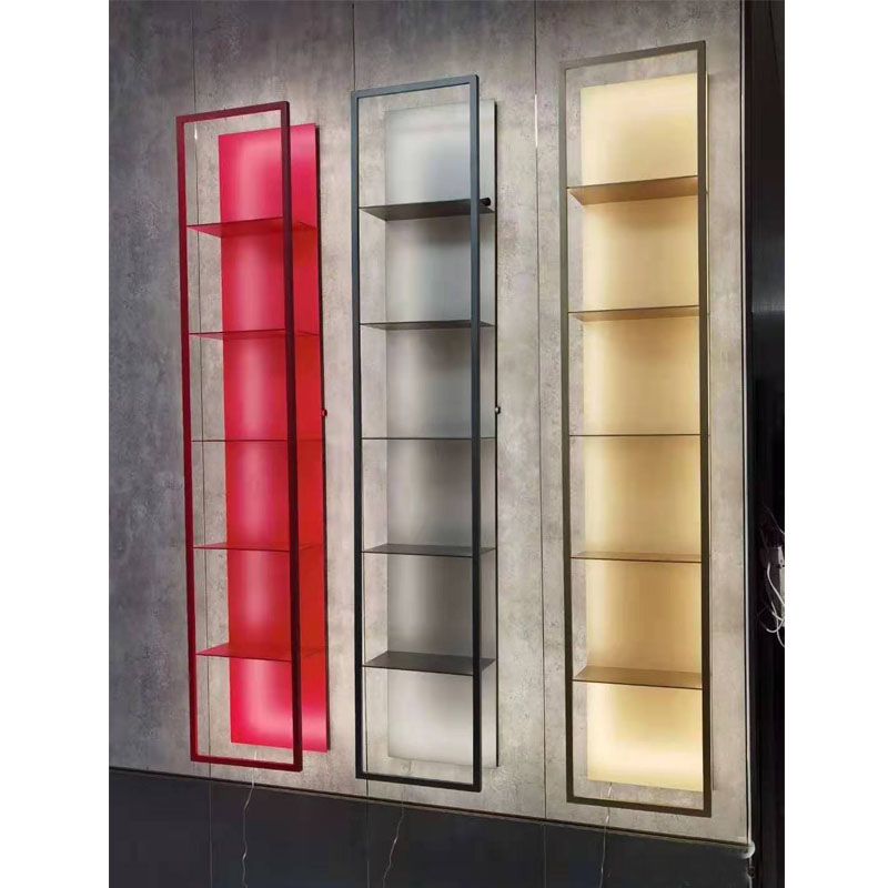 New luminous shelves Living room Multilayer Bookshelves Live Show Shelf Hand Holding of Wall-mounted Bookcase Background Wall Trim-Taobao