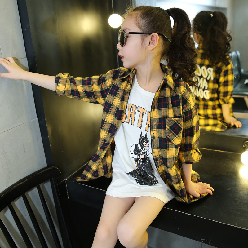 Girls áo dài tay mùa thu 2019 trẻ em Trung Quốc mới Hàn Quốc phiên bản của chiếc áo bông kẻ sọc trong áo khoác trẻ em dài của.