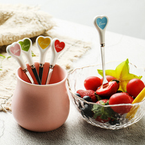Nordic stainless steel fruit fork creative cute home Korean fruit sign European small luxury small fork set