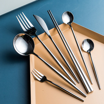 Shuanghong high-grade 304 stainless steel steak knife and fork set household Western tableware knife spoon Fork chopsticks dessert coffee spoon