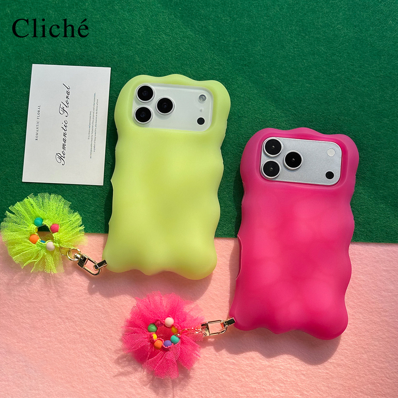 Cliche Mobile Phone Case Original Stylish and Trendy for Girls, Suitable for iPhone 17 Pro Max, Jelly Color Wave Silicone Phone Case