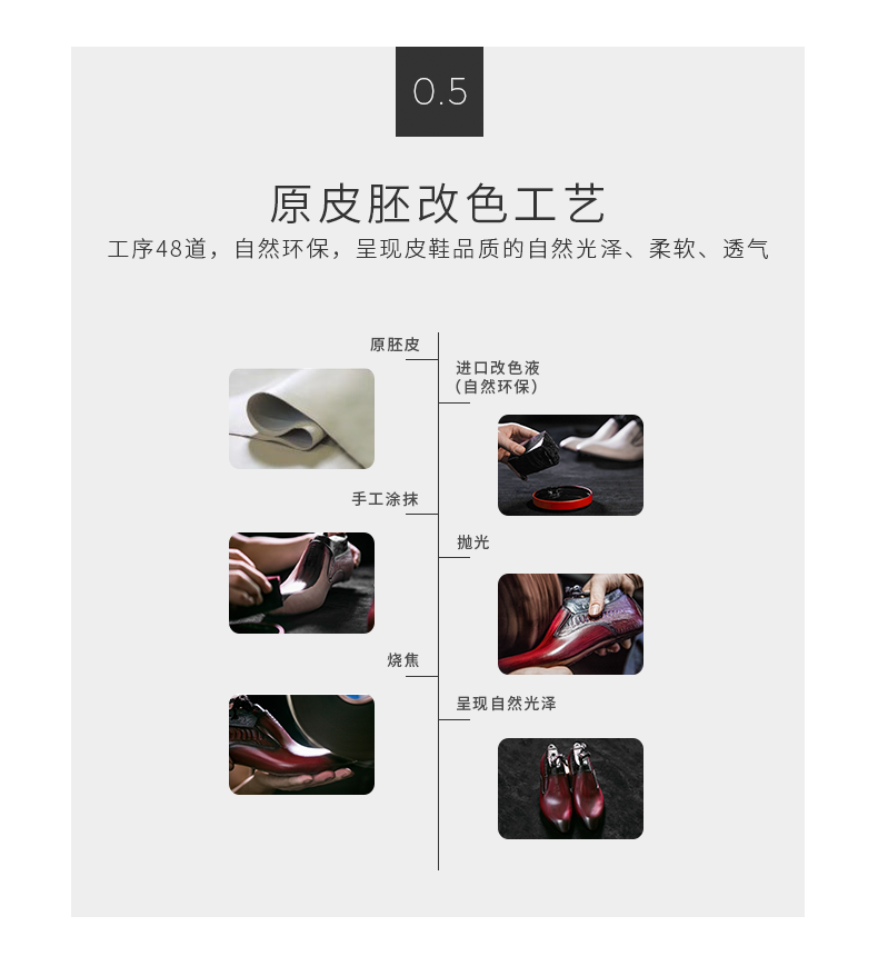 报喜鸟 男士 商务正装 真皮布洛克雕花尖头皮鞋 图9