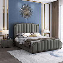  Nordic leather bed Modern simple double bed Soft bag bed Wedding bed 1 8-meter bed Storage bed Master bedroom tatami rice bed