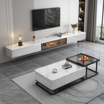 Wall-mounted suspension TV cabinet modern minimal living room small household white suspended rock plate light luxury TV cabinet