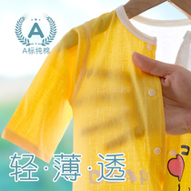  Baby clothes summer thin cotton mesh newborn one-piece net red baby air conditioning monk clothes harem climbing clothes